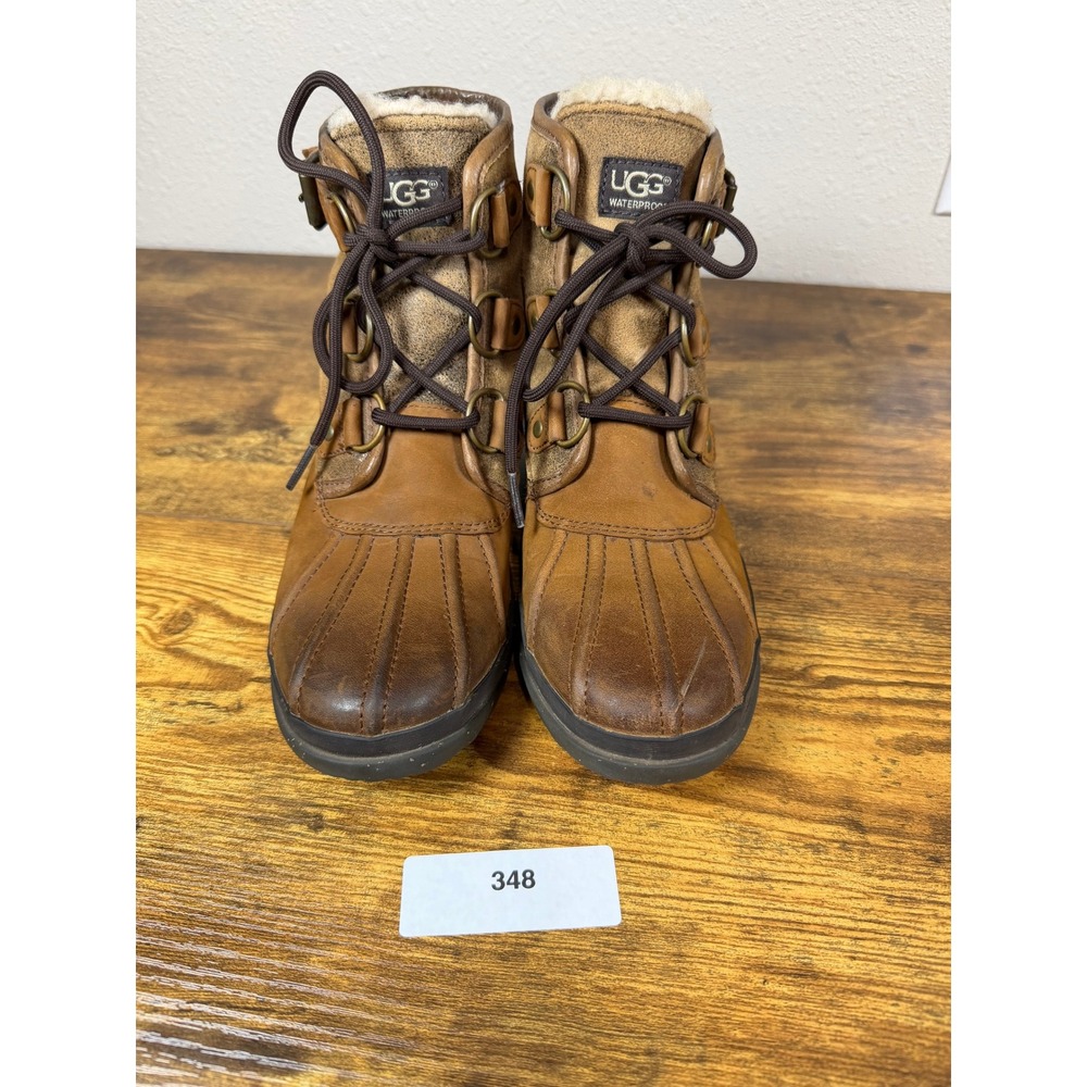 UGG Cecile Waterproof Duck Boots Brown Leather Suede Winter 1007999 Womens 7